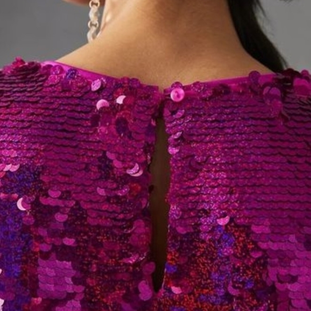 Anthropologie Verb By Pallavi Singhee Pink Sequin Shift Dress PTP 20 Length 35 - Picture 6 of 10